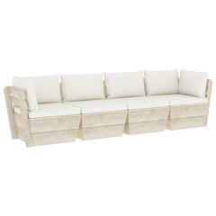 Keturvietė sodo sofa iš palečių su pagalvėlėmis, ruda цена и информация | Садовые стулья, кресла, пуфы | pigu.lt