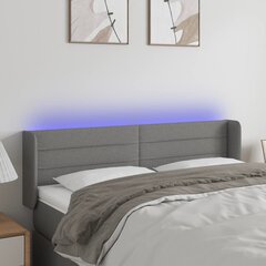 Galvūgalis su LED, Audinys, 147x16x78/88cm, tamsiai pilka kaina ir informacija | Lovos | pigu.lt