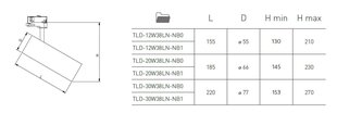 Светильник устанавливаемый на рейку T-LINE 30W 38° 4000K, черный цена и информация | Трековые светильники и шинопроводы | pigu.lt