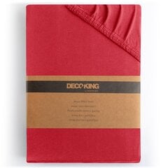 DecoKing jersey Amber Red paklodė su guma čiužiniui, 180x200 arba 200x200 cm kaina ir informacija | Paklodės | pigu.lt