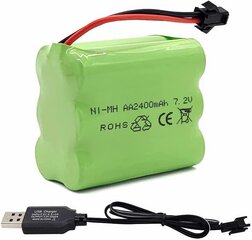 Аккумуляторная батарея RC NiMH 7.2V 2400mAh AA с USB кабелем для зарядки и SM 2P разъемом для радиоуправляемых устройств цена и информация | Смарттехника и аксессуары | pigu.lt