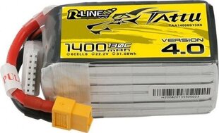 Аккумулятор Tattu R-Line 4.0 1400mAh 22.2V 130C 6S1P XT60 цена и информация | Смарттехника и аксессуары | pigu.lt