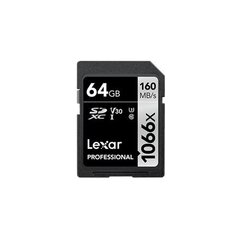 Карта памяти Lexar Professional 1066x SDXC UHS-I SDXC, 64 Гб, Silver, Class 10, U3, V30, 70 Мб цена и информация | Карты памяти для телефонов | pigu.lt