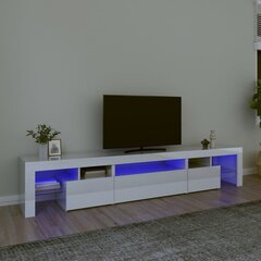 Tv spintelė su led apšvietimu, balta, 215 x 36,5 x 40 cm, blizgi цена и информация | Тумбы под телевизор | pigu.lt