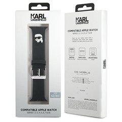 Karl Lagerfeld Pasek KLAWLSLKNK Apple Watch 42|44|45|49mm czarny|black strap 3D Rubber Karl Head цена и информация | Аксессуары для смарт-часов и браслетов | pigu.lt