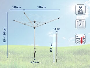 Leifheit lauko džiovyklė LinoLift 500 (50 m) kaina ir informacija | Skalbinių džiovyklos ir aksesuarai | pigu.lt