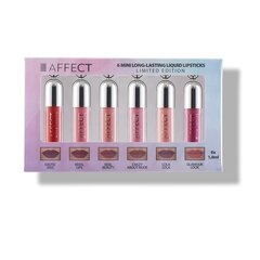 Набор жидких губных помад Affect 6 Mini Long-Lasting Liquid Lipsticks Mini, 6x1,8 мл цена и информация | Помады, бальзамы, блеск для губ | pigu.lt