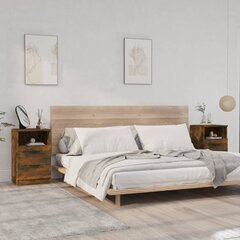 Naktinės spintelės, 2vnt., dūminio ąžuolo, apdirbta mediena kaina ir informacija | Spintelės prie lovos | pigu.lt
