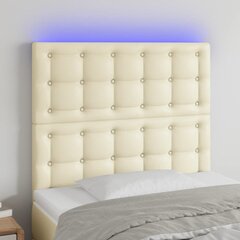 Galvūgalis su led, kreminės, 90x5x118/128 cm kaina ir informacija | Lovos | pigu.lt