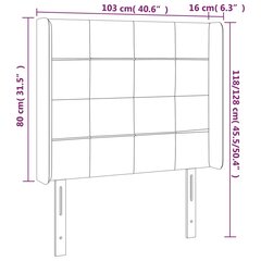 Galvūgalis su LED, kreminės spalvos, 103x16x118/128cm, audinys kaina ir informacija | Lovos | pigu.lt