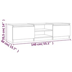 Televizoriaus spintelė, Mediena, 140x40x35,5cm, pilka ąžuolo spalva kaina ir informacija | TV staliukai | pigu.lt