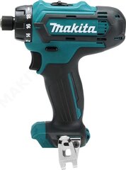 Аккумуляторный  шуруповерт Makita DF033DZ, 12В MAX, 30/14 Nm, 0,88 кг, 1/4, LED 2-speed (без аккумулятора и без зарядного устройства) цена и информация | Шуруповерты, дрели | pigu.lt