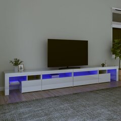 Tv spintelė su led apšvietimu, balta, 290 x 36,5 x 40 cm, blizgi цена и информация | Тумбы под телевизор | pigu.lt