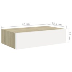 Lentynos su stalčiais, 2vnt., ąžuolo/baltos, 40x23,5x10cm цена и информация | Полки | pigu.lt