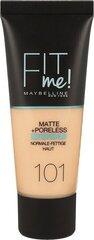 Makiažo pagrindas Maybelline Fit Me Matte&amp;Poreless 101 True Ivory, 30 ml kaina ir informacija | Makiažo pagrindai, pudros | pigu.lt