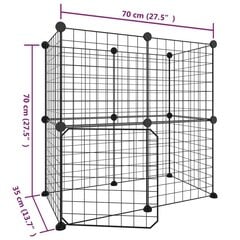 Augintinių narvas, 12 segmentų, juodas, 35 x 35 cm, plienas kaina ir informacija | Graužikų ir triušių narvai, jų priedai | pigu.lt