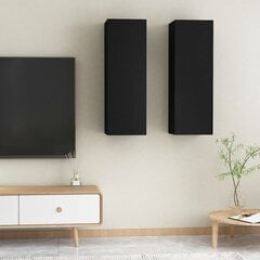 Televizoriaus spintelės, 2 vnt, 30,5x30x90 cm, juodos цена и информация | Тумбы под телевизор | pigu.lt