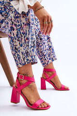 Elegant Sandals On A Block Heel Fuchsia Michele 24752-21 цена и информация | Женские босоножки | pigu.lt