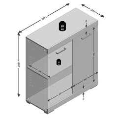 Spintelė FMD, 80x34,8x89,9cm, pilka kaina ir informacija | Komodos | pigu.lt