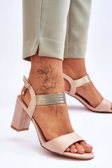 Moterų smailianosiai sandalai iš zomšinio smėlio spalvos Mėgaukitės 25243-21 kaina ir informacija | Basutės moterims | pigu.lt