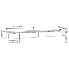 Sieninės spintelės, 2vnt., Apdirbta mediena, 102x30x20cm, betono pilka kaina ir informacija | Svetainės spintelės | pigu.lt