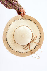 Light Women's Hat With Ornaments Beige 25388-uniw цена и информация | Женские шапки | pigu.lt