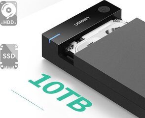 Išorinis diskas Ugreen US222 SATA, HDD 3,5" USB 3.0, juodas kaina ir informacija | Išoriniai kietieji diskai (SSD, HDD) | pigu.lt