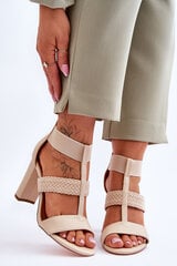 Leather Sandals High Heel Boots Beige Marren 25451-21 цена и информация | Женские босоножки | pigu.lt