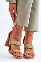 Suede Sandal With Braided Heel Strap Camel Roselia 25452-21 цена и информация | Женские босоножки | pigu.lt