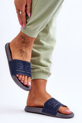 Light Women's Slippers With Inscription Navy-Grey Merry 25468-21 цена и информация | Женские тапочки | pigu.lt