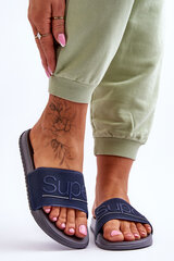 Light Women's Slippers With Inscription Navy-Grey Merry 25468-21 цена и информация | Женские тапочки | pigu.lt