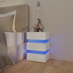 Naktinė spintelė su LED apšvietimu, 45x35x67 cm, balta цена и информация | Прикроватные тумбочки | pigu.lt