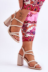 Odiniai smėlio spalvos sandalai su kulnu "Florentina 25615-21 kaina ir informacija | Basutės moterims | pigu.lt