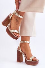 Leather Sandals On A Chunky Platform gold Marina 25710-21 цена и информация | Женские босоножки | pigu.lt