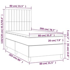 Lova su spyruoklėmis/čiužiniu/LED, rožinė, 80x200cm, aksomas kaina ir informacija | Lovos | pigu.lt