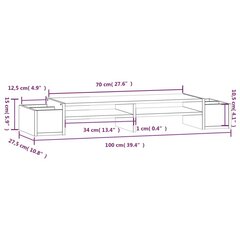 Monitoriaus stovas , Pušies medienos masyvas, 100x27,5x15cm, pilka kaina ir informacija | Monitorių laikikliai | pigu.lt