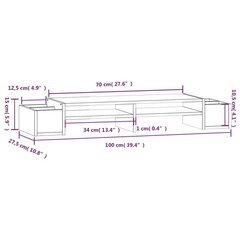 Monitoriaus stovas, Pušies medienos masyvas, 100x27,5x15cm, ruda kaina ir informacija | Monitorių laikikliai | pigu.lt