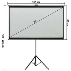 Projektoriaus ekranas su trikoju, 60", 16:9 kaina ir informacija | Projektorių ekranai | pigu.lt
