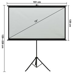 Projektoriaus ekranas su trikoju, 72", 4:3 kaina ir informacija | Projektorių ekranai | pigu.lt