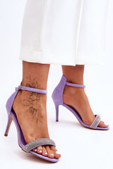 Suede High Heel Sandals With Rhinestones Violet Moments 25955-21 цена и информация | Женские босоножки | pigu.lt