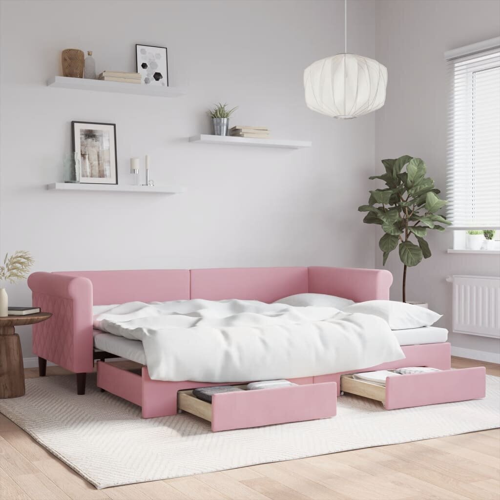 Sofa-lova , 80x200 cm, rožinė kaina ir informacija | Lovos | pigu.lt