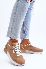 Leather Lace Up Platform Sports Shoes Beige Merida 26134-21 цена и информация | Спортивная обувь, кроссовки для женщин | pigu.lt