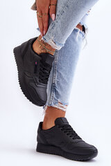 Leather Lace Up Platform Sports Shoes Black Merida 26136-21 цена и информация | Спортивная обувь, кроссовки для женщин | pigu.lt