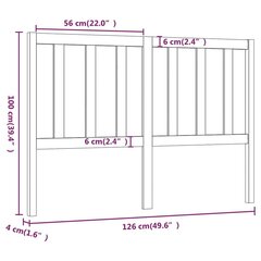 Lovos galvūgalis, juodas, 126x4x100cm, pušies medienos masyvas kaina ir informacija | Lovos | pigu.lt