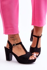 Zomšiniai aukštakulniai sandalai Black Felicia 26313-21 kaina ir informacija | Basutės moterims | pigu.lt