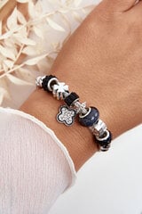 Steel Bracelet With Charms Silver-Black 26335-uniw цена и информация | Женские браслеты | pigu.lt