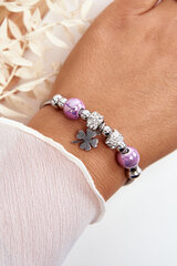 Steel Bracelet With Charms Clover Clover Silver-Purple 26336-uniw цена и информация | Женские браслеты | pigu.lt