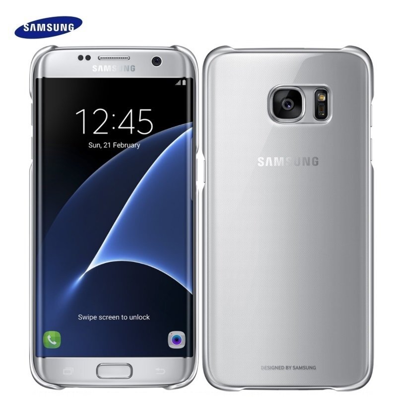 Apsauginis dėklas Clear Cover skirtas Samsung Galaxy S7 Edge, Sidabrinis цена и информация | Telefono dėklai | pigu.lt