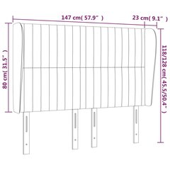 Galvūgalis su auselėmis, juodas, 147x23x118/128cm, audinys цена и информация | Кровати | pigu.lt