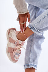 Women's Trendy Lace-up Sport Shoes Beige-Pink Chillout! 26578-21 цена и информация | Спортивная обувь, кроссовки для женщин | pigu.lt